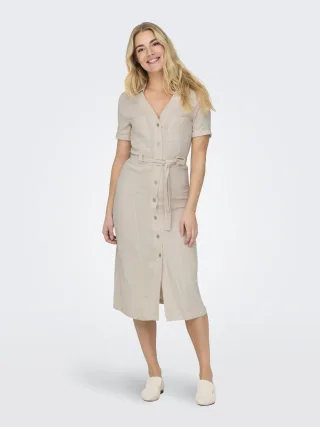 ONLY - ONLSIESTA SS LIN BL SHIRT DRESS PNT NOOS Moonbeam - Gr. - S
