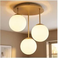 GLOBO LIGHTING Kugelleuchte, Leuchtmittel nicht inklusive, Deckenleuchte, Metall, champagnerfarben matt, opal, H 40 cm