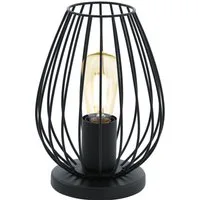 EGLO Tischleuchte NEWTOWN Tischlampe, schwarz, Stahl, E27, Schalter, Nachttischlampe, ohne Leuchtmittel, Schlicht, modern, Vintage, Retro, Wohnzimmer, Schlafzimmer, 23x16x12cm