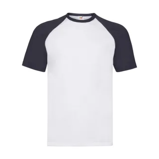 Fruit of the Loom - T-Shirt für Herren - Baseball kurzärmlig (Weiß/Marineblau)