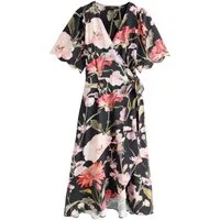 Next Midikleid Midikleid mit Wickeldesign und Bogenkante (1-tlg)