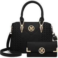 Miss Lulu Handtasche Mittelgroße Damen Henkeltasche, Lychee Muster, Strickprozess, Elegant (2-tlg)