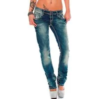 Cipo & Baxx Slim-fit-Jeans Damen Slim Fit Hose Stonewashed BA-WD153 Zweifarbige Ziernähte