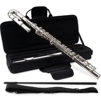 Classic Cantabile Querflöte FL-100J Querflöte mit geb. Kopfstück Silbern C, Geschlossene Klappen, leichtgängige E-Mechanik