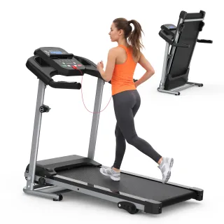 [EU Direct] Bominfit JK106N 2-in-1 Folding Treadmill with 5% Fat-Burning Incline, 12km/h Under Desk Walking Pad with Hea