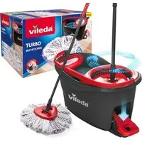 Vileda Wischmopp-Set 1x Vileda Turbo 3in1 Komplett-Set, Wischmopp mit Mikrofaser-Moppkopf, (1-St), Für alle Böden