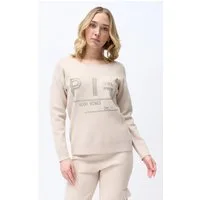 Passioni Strickpullover mit Strass-Schriftzug