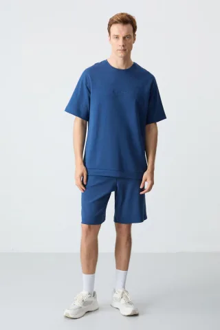 Herren Oversized Baumwollmischung T-Shirt und Shorts Set