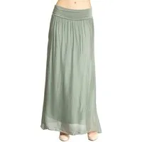 Caspar Faltenrock RO025 eleganter leichter Damen Sommer Rock mit Seidenanteil mit figurfreundlichem Stretch Bund - Made in Italy