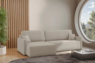 Ecksofa Schlafsofa Sofa LOUIS Stoff Scala Beige Ottomane Links
