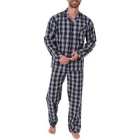 Normann Pyjama Gewebter Herren Pyjama, durchknöpfbarer Schlafanzug mit Streifen