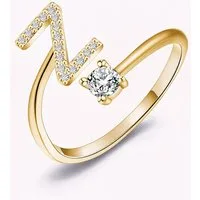 S&T Design Fingerring Buchstaben Ring Damen 14K Gold Vergoldet Silber Verstellbar Wasserfest (Goldring Geschenke für Frauen Freundin Mädchen Schmuck, 1-tlg., Buchstabenring), Damenring langlebigem Edelstahl Verstellbare Größe 50 - 60 Modeschmuck