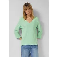 s.Oliver 3/4-Arm-Shirt T-Shirt Jersey-T-Shirt mit Flammgarnstruktur und gerundetem Saum