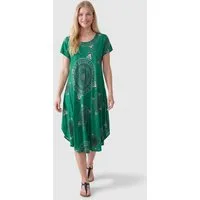 PEKIVESSA Sommerkleid Luftiges Strandkleid mit asymmetrischem Saum und lässigem Mandala-Muster im Ethno-Look