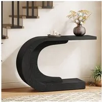 Tribesigns Konsolentisch Holz C-förmiger Flurtisch, 110 x 35cm Beistelltisch, Sofatisch