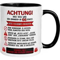 Momentals Tasse 66 Geburtstag Mann Frau – ACHTUNG – Geburtstagsgeschenk Männer Frauen, Gratis Versand · Links-&Rechtshänder · Spülmaschinenfest