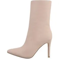 Ital-Design Damen Abendschuhe Elegant Stiefelette Pfennig-/Stilettoabsatz High-Heel Stiefeletten in Beige