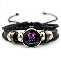 Stelby Armband Armband Sternzeichen Zwillinge mit 3D Gravur im Glas (Weihnachtsgeschenk, Geburtstagsgeschenk, Valentinstaggeschenk, modern, minimalistisch), langlebig, pflegeleicht, unisex