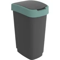 ROTHO Mülleimer TWIST Abfalleimer 50l - 2-in-1 Deckel - ideal zur Mülltrennung zuhause, Sticker-Set für Mülltrennung