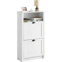 SoBuy Schuhschrank FSR87, Schuhkommode Schuhregal, Schuhschrank schmal Schuhkipper schmal mit 2 Klappen Schuhregal mit 4 Ablageflächen