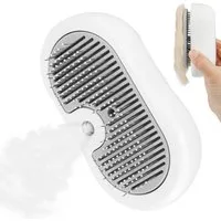 ibettertec Fellentwirrer Katzenbürste mit Dampf Auslöseknopf, Fellbürste Katze & Katzenbürste für Langhaar und Kurzhaar, (Dampfbürste als Tierhaarbürste und Fellbürste Hund zum Entfernen von losem Fell und Schmutz), ABS+Edelstahl+Gummi, 2-teiliges Se
