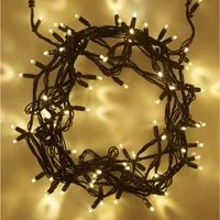 Lights4fun LED-Lichterkette Core Connect 10m 100er LED Lichterkette warmweiß koppelbar grünes Kabe