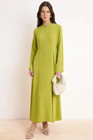 Grünes, flaches, langes, lässiges/alltagstaugliches A-Linien-Hijab-Kleid für Damen