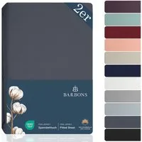 BARBONS Spannbettlaken Jersey 2er Bettlaken, 145 g/m² Spannbetttuch, bis zu 25cm Höhe, Topper, 100% Baumwolle, Gummizug: rundum, (2 Stück), Rundgummi, Atmungsaktiv