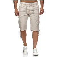 Reslad Leinenhose Reslad Leinen Cargo Shorts Männer Strandhose Herren Leinenhose 3/4 (1-tlg) Strandhose im Leinen-Look mit Cargotaschen