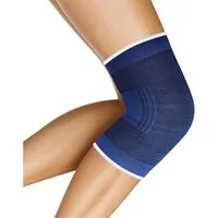 LifeMed Kniebandage KNIEBANDAGE elastisch blau Sportbandage Kniebandagen (Größe XL - 28), Knie Bandage Bandagen Knieschoner Kniestütze Knieverband