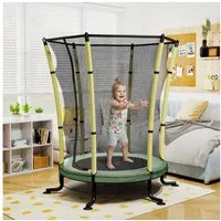HOMALL Kindertrampolin Durchmesser 140 Zentimeter, Gartentrampolin, Belastbarkeit 50 kg, Ø 140 cm, (Buntes Indoor-Trampolin mit Sicherheitsnetz und Kantenschutzabdeckung, geeignet für Kinder von 2 bis 12 Jahren)