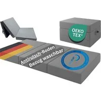 Klappmatratze Premium – 15cm dick, 4cm Visco-Schicht, ideal als Gästematratze, TexDeko, 15 cm hoch, (200 cm x (nach Wahl) x 15 cm), UV-Beständig, wasserabweisend, waschbarer Bezug, Anti-Rutsch-Boden