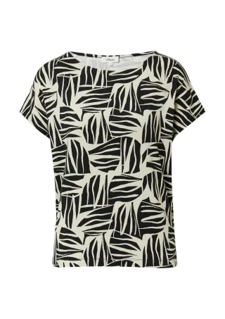 s.Oliver Red Label - Ärmelloses T-Shirt im Relaxed Fit beige/schwarz - Gr. - 34