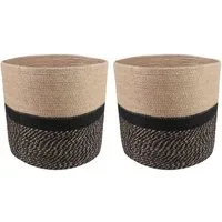 vidaXL Blumentopf Pflanztopfsatz 2 Stk. Natürlich und Schwarz Ø 28 x 28 cm (2 St)