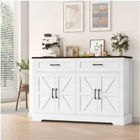 HOMECHO Buffet 120cm Küchenschrank mit 2 Schubladen 4 Türen