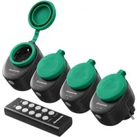 DEWENWILS Funksteckdose mit Fernbedienung, Außen, max. 3680 W, 4-St., Funkstecker für Feiertagsdeko, 30 M Reichweite