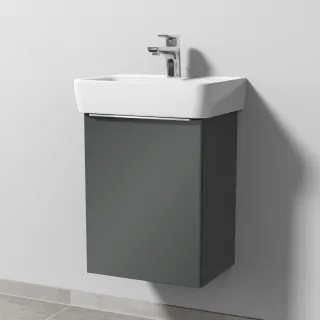Sanipa 3way Waschtischunterbau zu Geberit Renova Plan Waschtisch mit 1 Tür, Anthrazit-Glanz UF87079