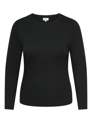 ONLY CARMAKOMA - CARRILEY L/S O-NECK TOP JRS NOOS Black - Gr. - 48