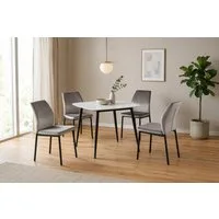 OTTO home Essgruppe Nora, Set, 5-tlg, (Set, 5-tlg., 4 Stühle + 1 Esstisch), mit 4 bequemen Stühlen, Esstisch aus gesintertem Stein in Keramikoptik
