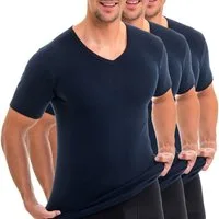 HERMKO Unterziehshirt 4880 (Pack, 3er) kurzarm Shirt V-Neck, 100 % Bio-Baumwolle, körpernahe Passform