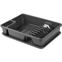 Engelland Geschirrständer Abtropfgestell, Abtropfgitter mit Wanne, für bis zu 9 Teller inkl. Besteck, spülmaschinengeeignet, BPA-frei
