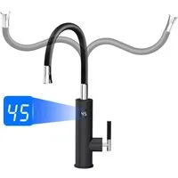 Oihpaw Durchlauferhitzer Elektrische Durchlauferhitzer, 360° Schwenkbar Armatur, 3000W, Langhebel, 1 St., Temperaturanzeige elektrischer Wasserhahn Küchenarmatur