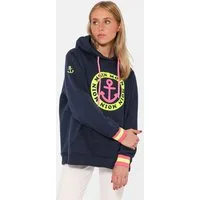 Zwillingsherz Hoodie Langarm, Kapuze, Neon-Details, Kordelzug, Frontprint, Kängurutasche