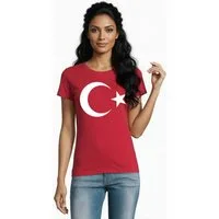 Blondie & Brownie T-Shirt TürkeiFull Damen T-Shirt Flaggen Print Patch Freizeitlook (Einzelartikel) TürkeiAura Damen Symbolshirt Kultur