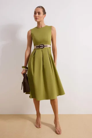 Damen-Midikleid, ärmellos, flach, lässig/alltagstauglich