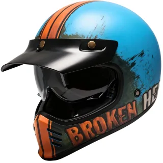 Broken Head Retro Helm Rusty Rider Blau-Orange