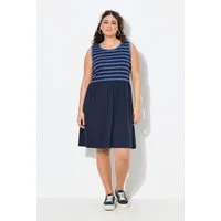 Ulla Popken Jerseykleid Kleid Rippjersey A-Linie Rundhals ärmellos