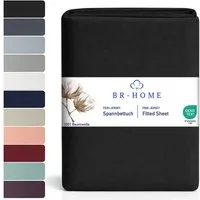 BR-Home Spannbettlaken bis zu 25cm, 100% Baumwolle Jersey Bettlaken, Spannbetttuch 145 g/m², Gummizug: rundum, (1 Stück), Rundumgummi, Atmungsaktiv