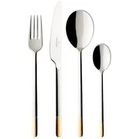 Villeroy & Boch Besteck-Set Ella teilvergoldet Tafelbesteck (24-tlg), 6 Personen, Edelstahl 18/10, Gefertigt aus pflegeleichtem, rostfreiem Edelstahl