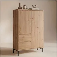 Newroom Highboard Artisan Eiche 81 cm, Highboard Wildeiche Optik Modern Industrial Sideboard Kommode Anrichte